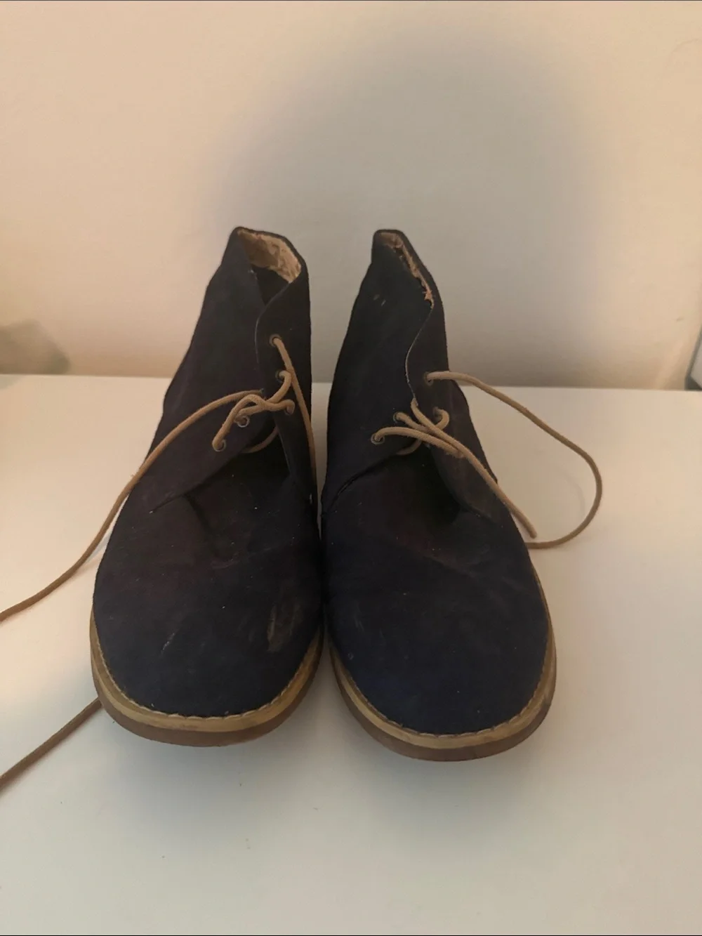 H&M Navy Suede Men's Chukka Boots with Tan Laces - 11.5